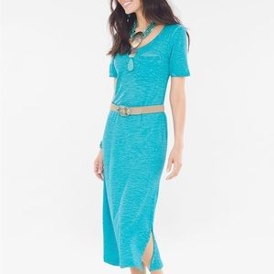 Chico’s COTTON SLUB blue tie dye midi DRESS - Size 3